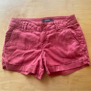 Level 99 Orange Linen Blend Shorts